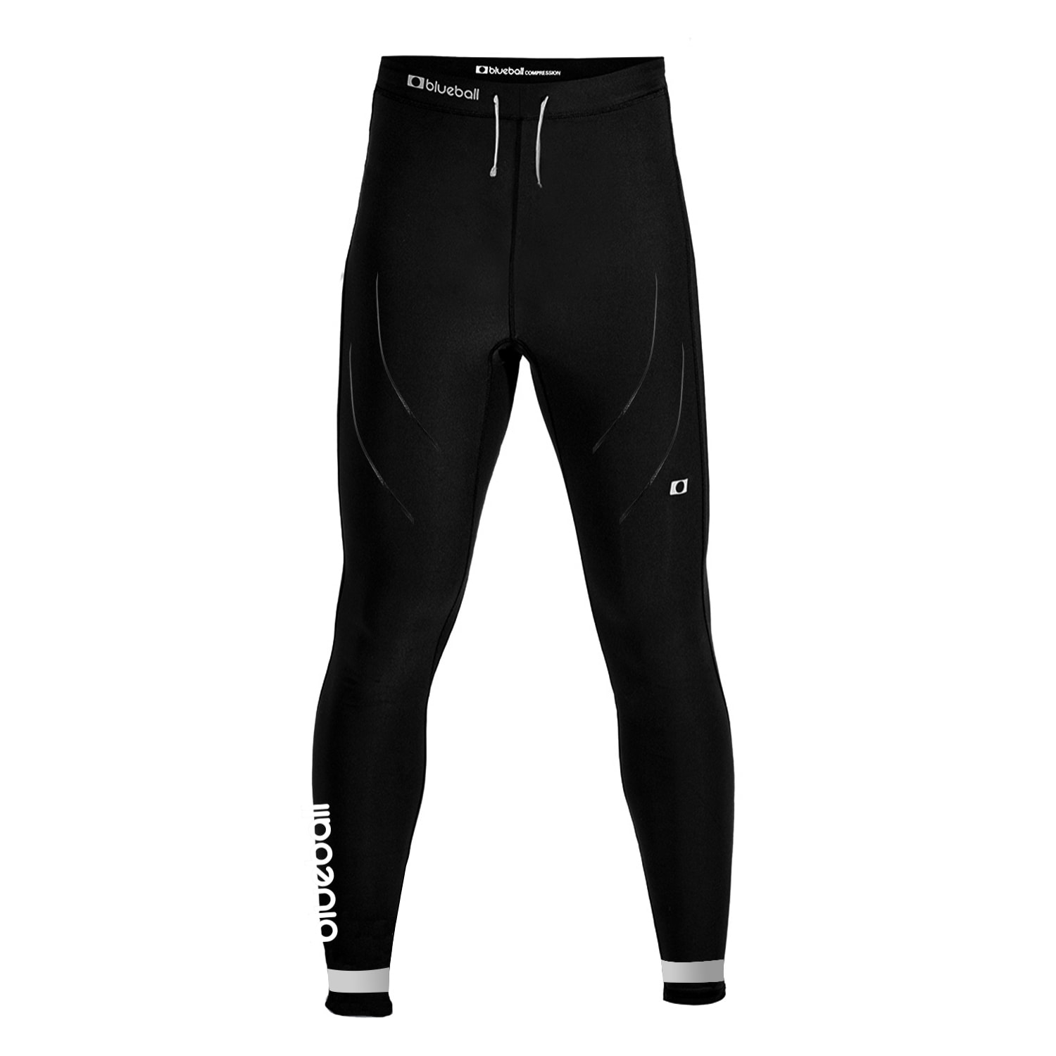 PANTALONI A COMPRESSIONE LUNGHI DA CORSA BLUEBALL DA UOMO IN NERO.