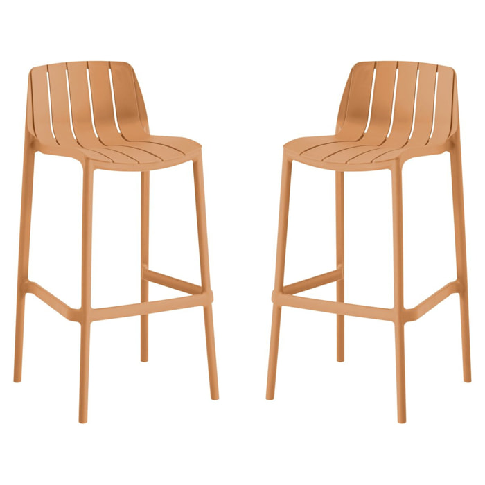 Lot de 2 chaises hautes de jardin empilable "Vaena" - Orange