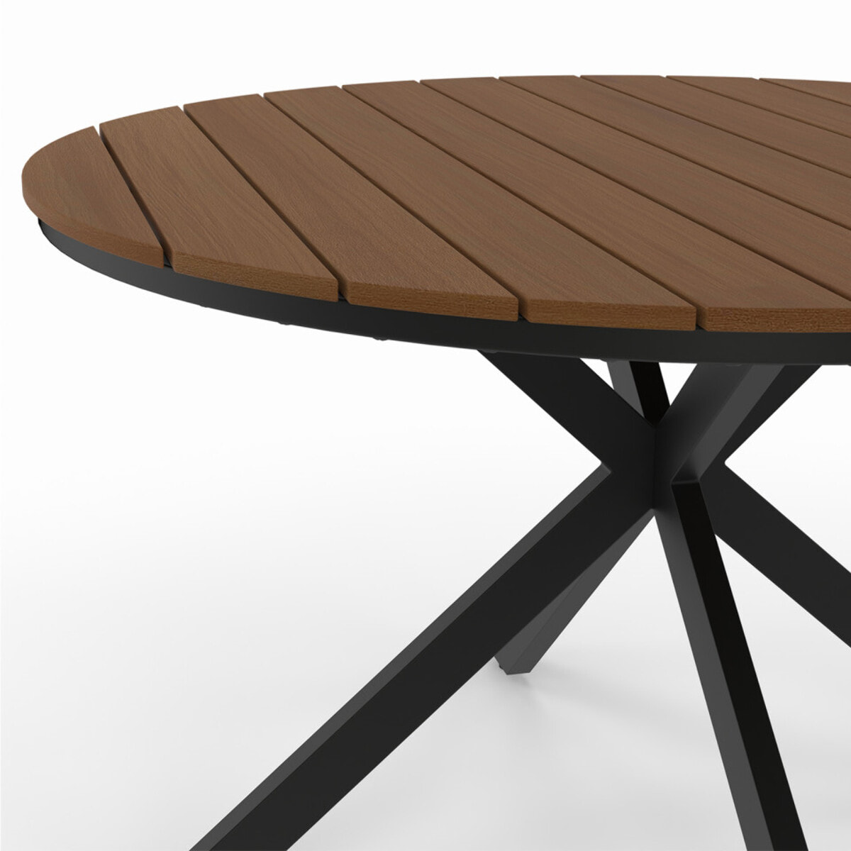 Table de jardin Milazzo ronde en polywood et pieds croisés 120cm