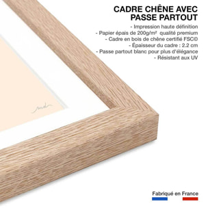 Affiche enfant grizzly mimi Affiche + cadre en bois - Chêne