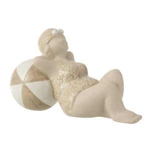 J-Line figurine Femme Maillot De Bain Ballon - céramique - beige