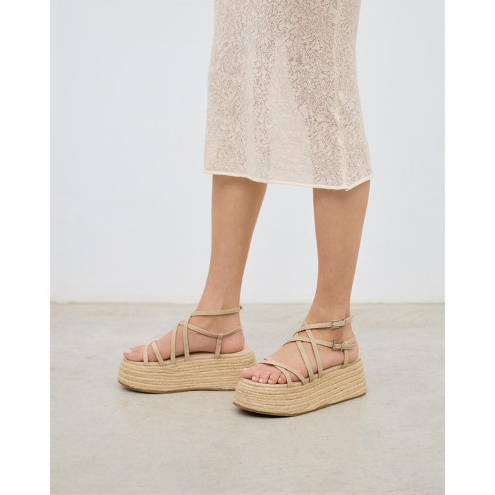 Sandalias de plataforma Zahara Beige 7 cm