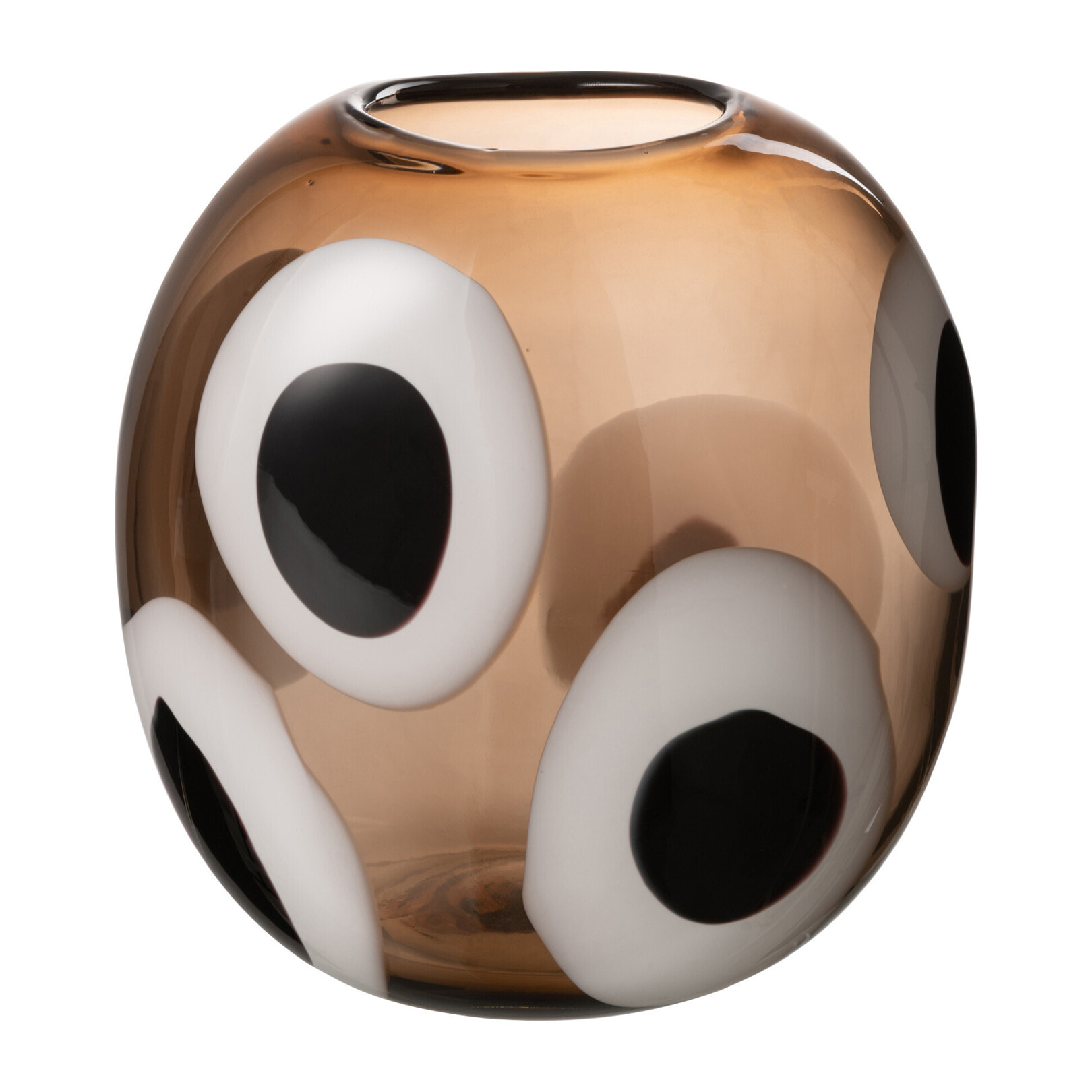 J-Line vase Izzy - verre - blanc/marron - small - Ø 14 cm