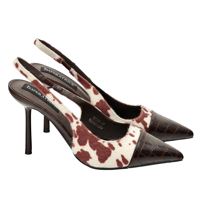 Decolletè in simil-pelle scamosciata con punta pitonata