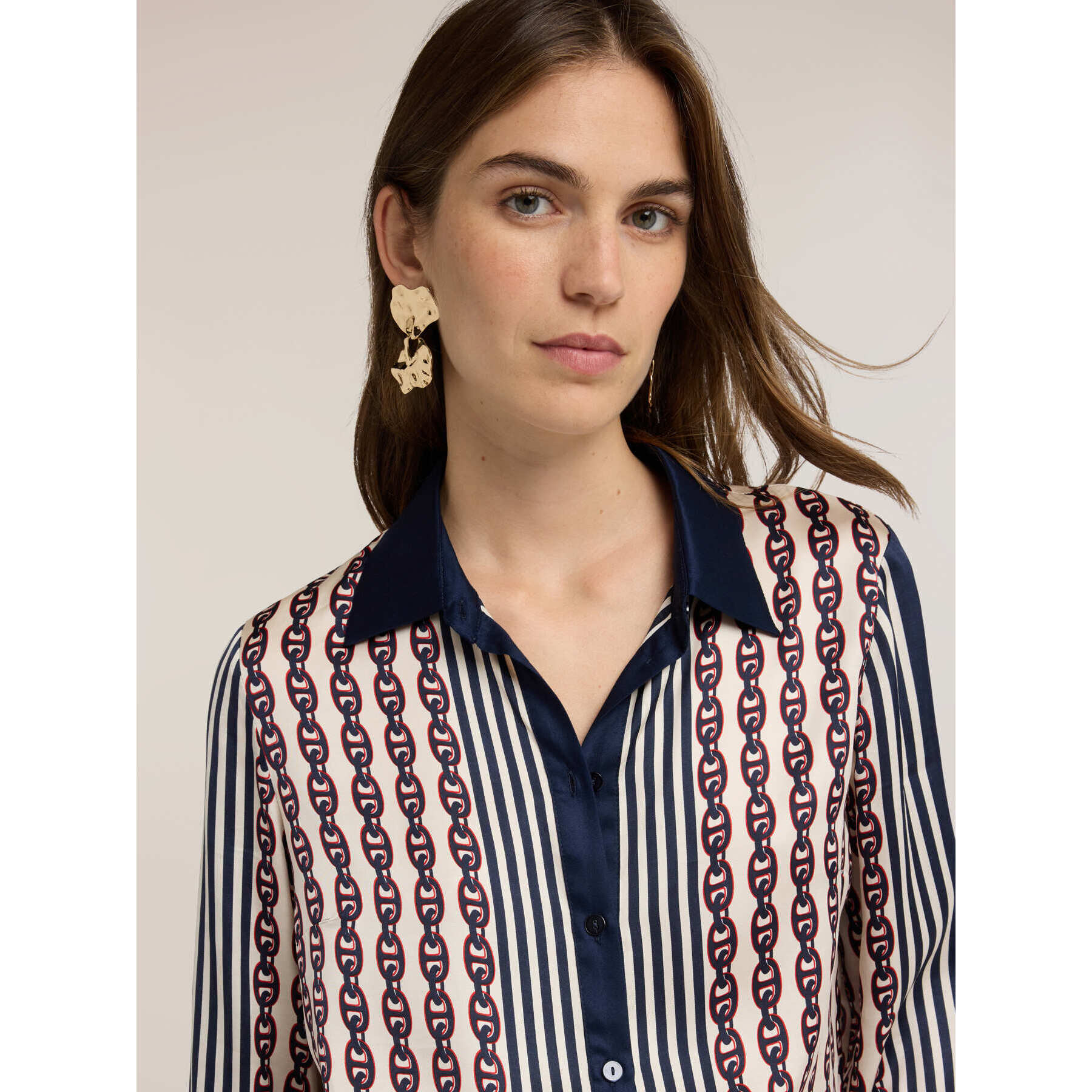 Motivi - Camicia in raso con stampa - Blu