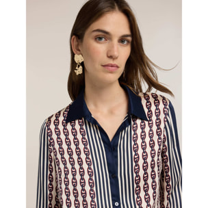 Motivi - Camicia in raso con stampa - Blu
