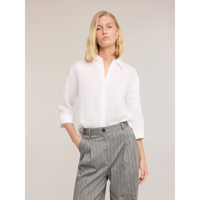 Motivi - Camicia boxy in lino - Bianco