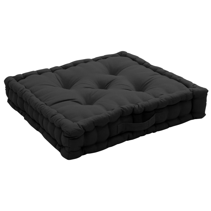 Coussin de sol uni en pur coton - Gris anthracite