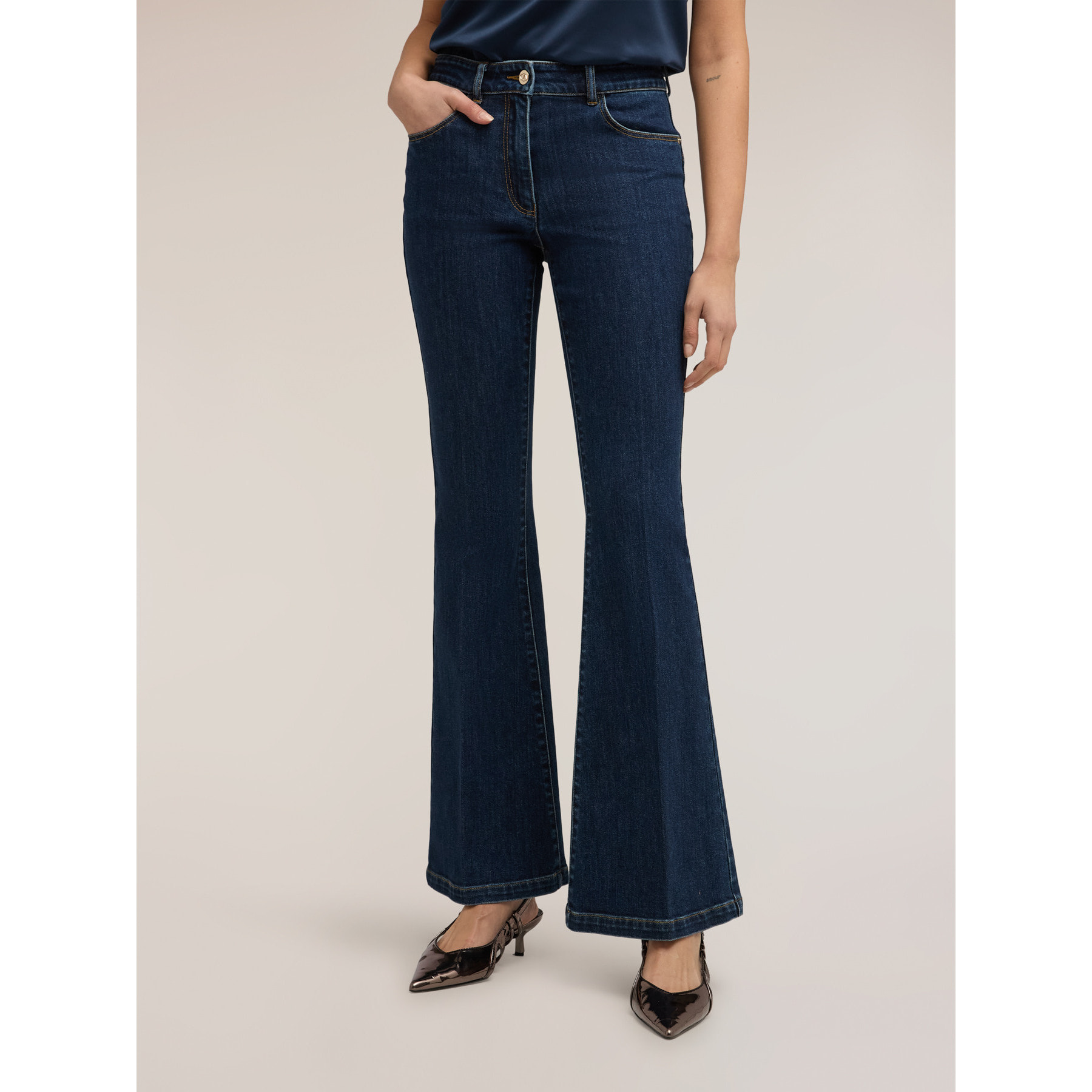 Motivi - Jeans flare push-up in denim - Blu