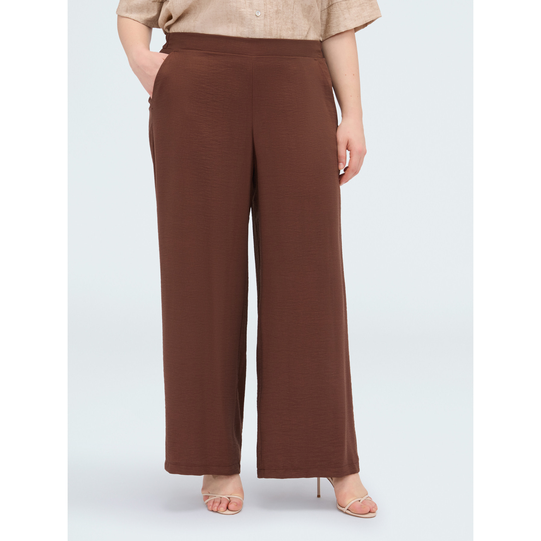 Fiorella Rubino - Pantaloni Wide Leg in misto viscosa - Marrone