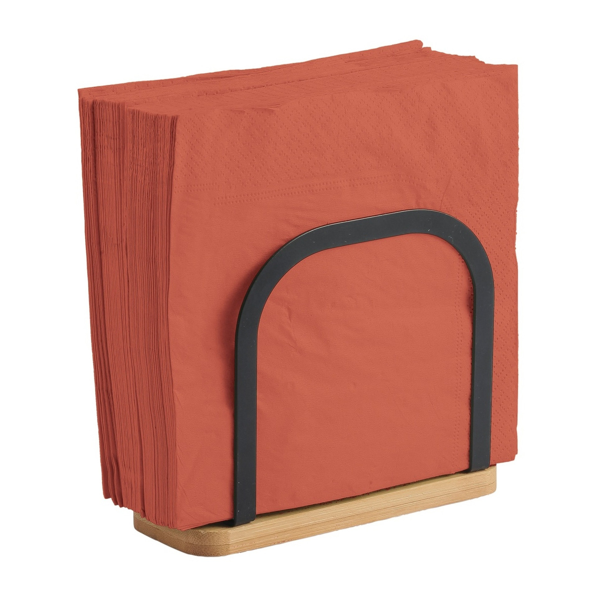 Soporte para servilletas de metal y Bambú en color negro