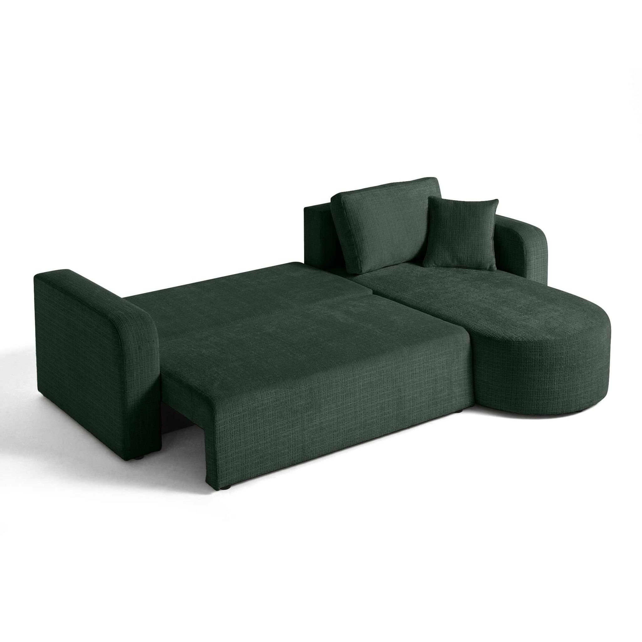 Miro - canapé d'angle réversible - 4 places - convertible avec coffre - en velours texturé - Vert