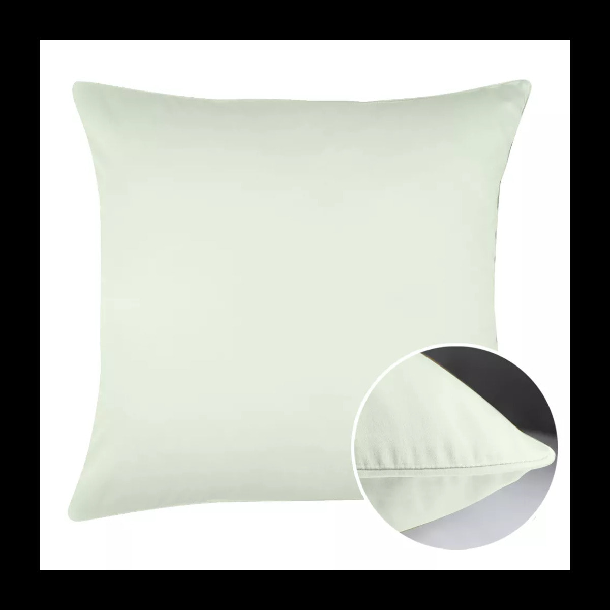 Taie d'oreiller satin de coton uni vert Ava uni vert d'eau
