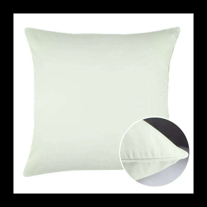 Taie d'oreiller satin de coton uni vert Ava uni vert d'eau