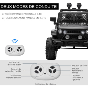 Voiture 4x4 électrique enfant 2 moteurs 35 W 5 Km/h max. télécommande incluse effets lumineux sonores noir