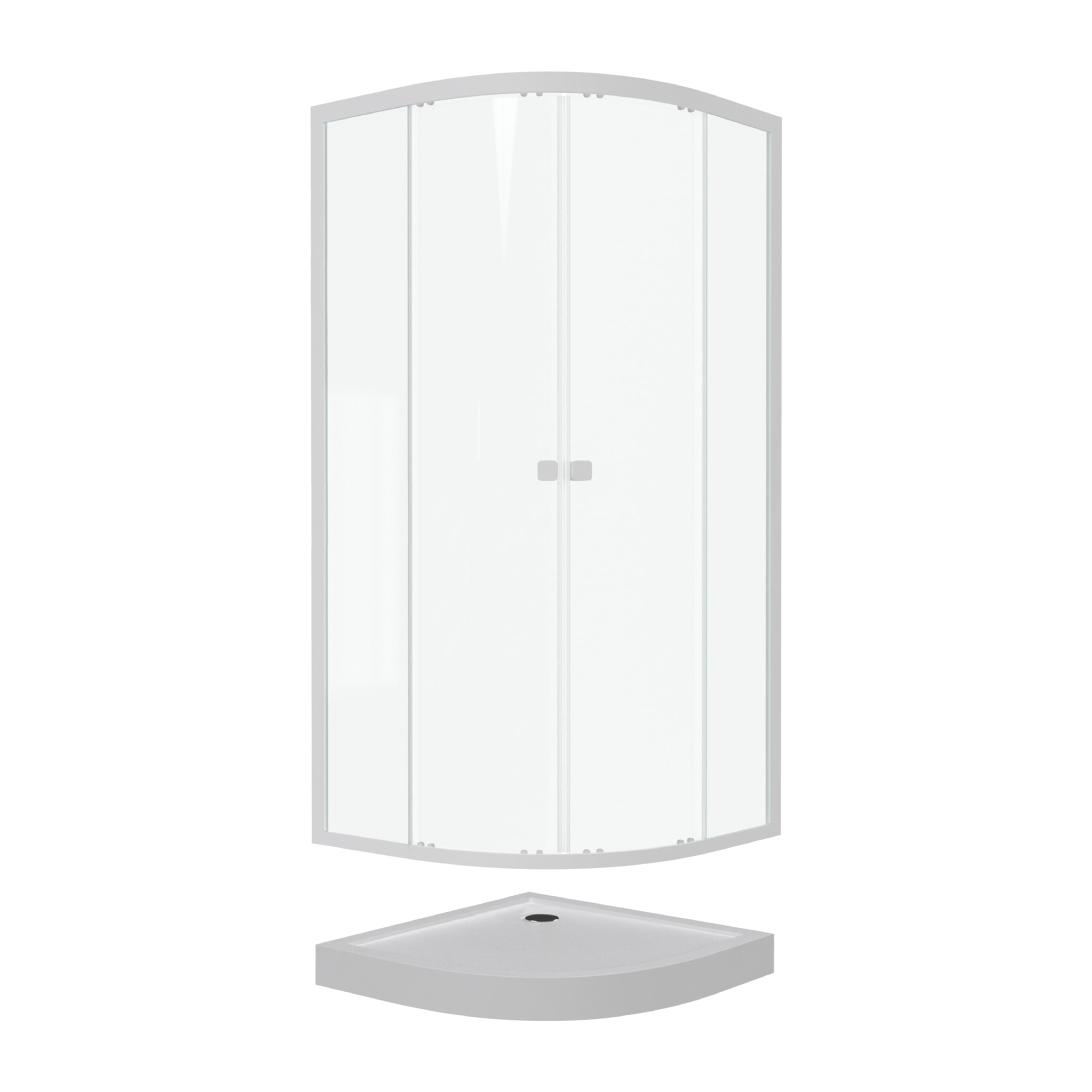 Pack porte de douche coulissante blanc de 89 à 90x190 cm + receveur - WHITY ROUND SLIDE