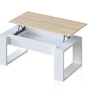 Mesa de centro elevable Neo Blanco Artik (Blanco Mate) - Roble Canadian