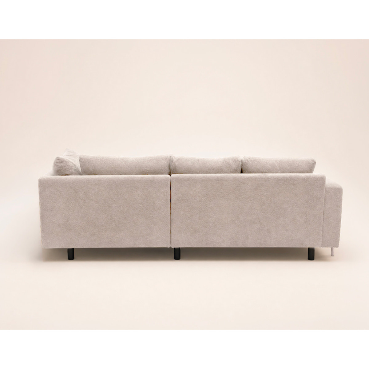Gabin - Canapé d'angle droit 5 places en velours texturé - Beige
