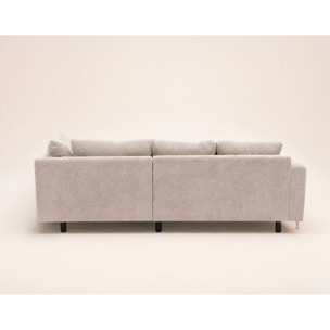 Gabin - Canapé d'angle droit 5 places en velours texturé - Beige