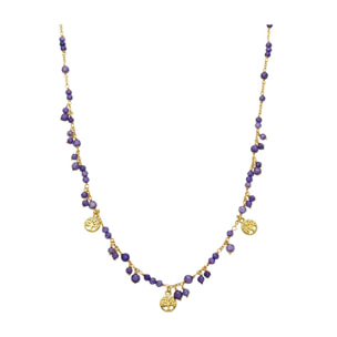 Collar con Cristal Morado acabado oro 18k