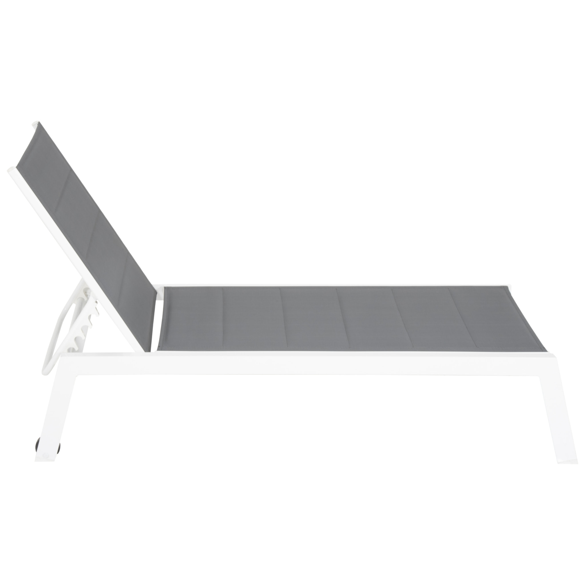 Set bain de soleil et table d'appoint BARBADOS en textilène gris - aluminium blanc