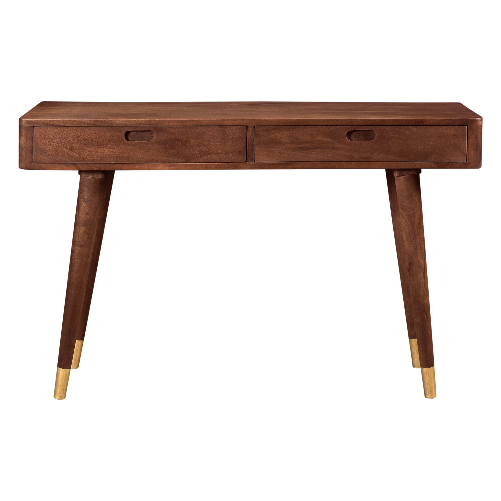 Console en bois massif 2 tiroirs et détails dorés - Colombo