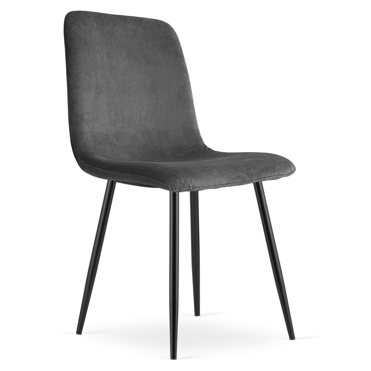 Set di 4 Sedie Rift in Velluto a Coste Grigio con Gambe Nere