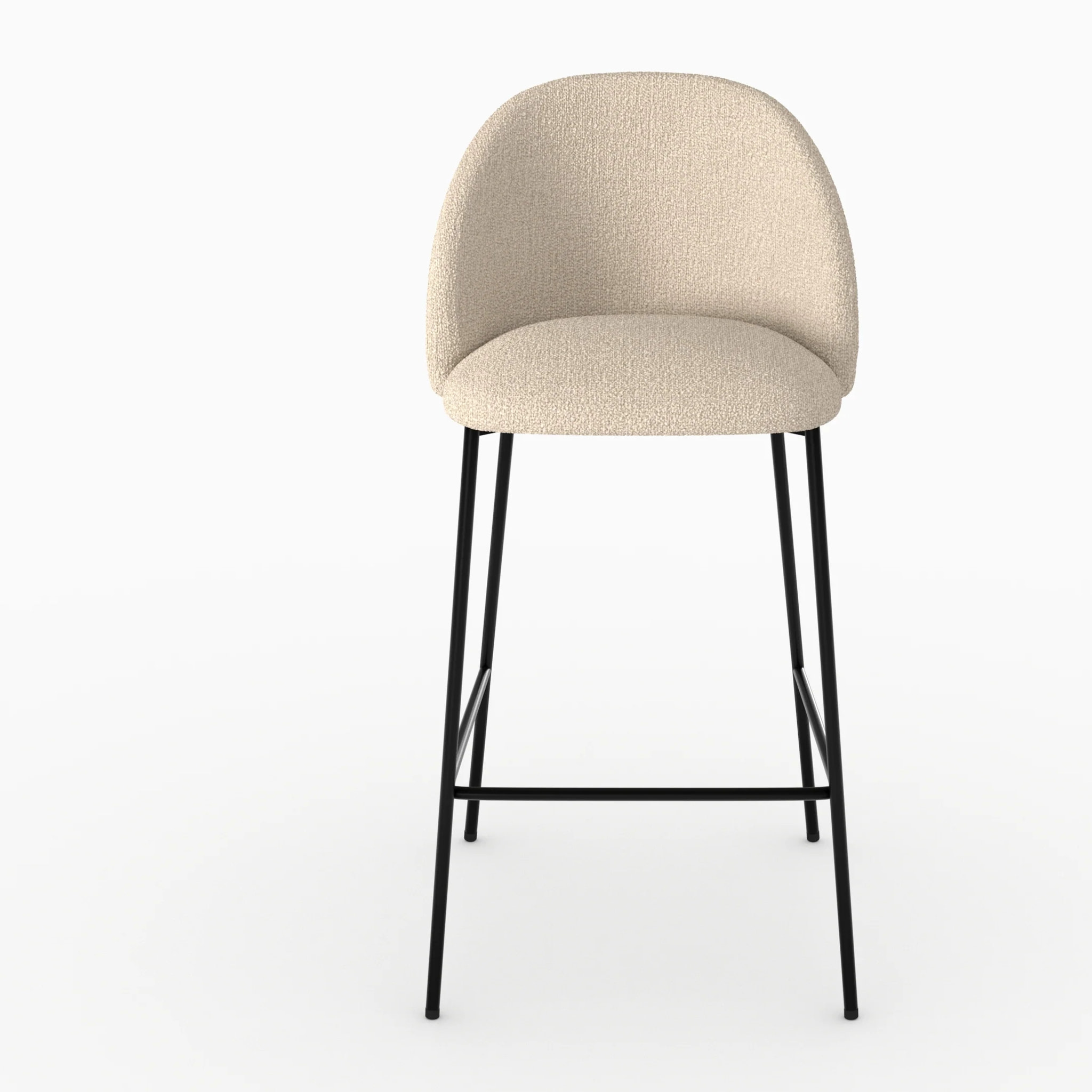 Lot de 2 chaises pour îlot central en tissu bouclé beige 66 cm - Karl