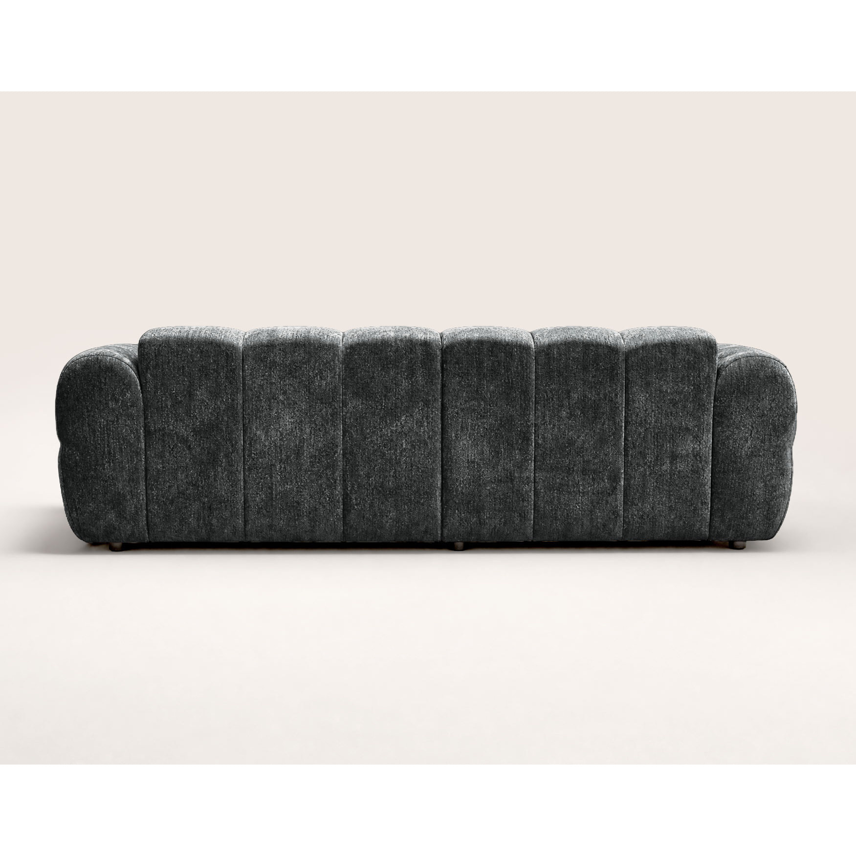 Mini Ray - Canapé d'angle gauche 4 places en tissu texturé - Gris Anthracite