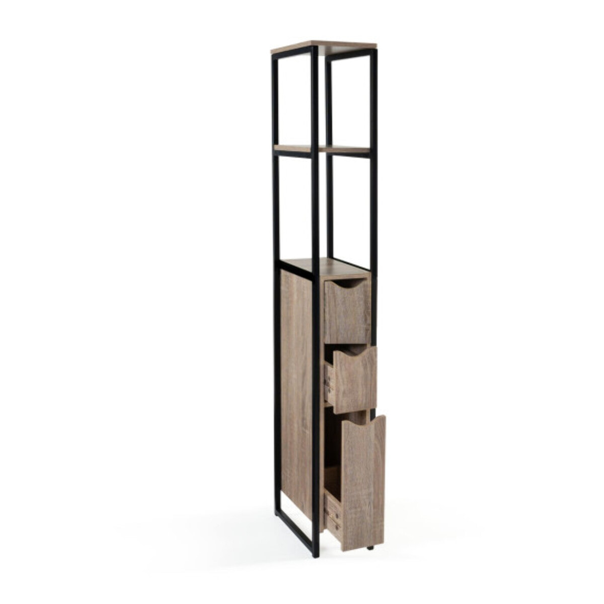 Meuble WC 3 portes design industriel avec étagères