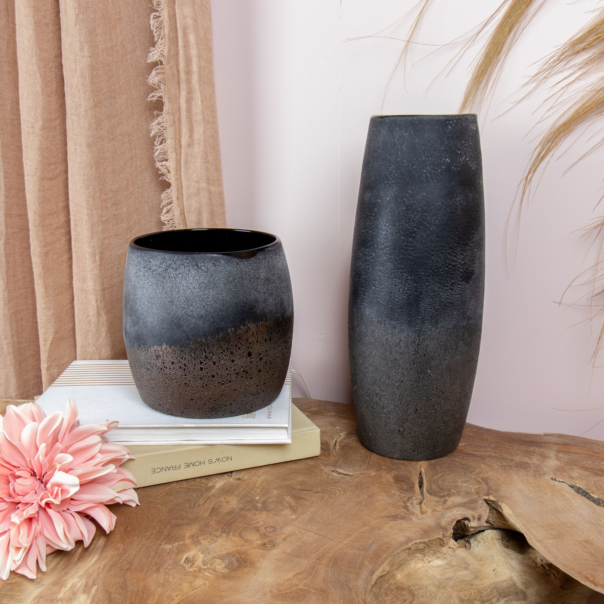 Vase gris et taupe en verre h35cm TEREA