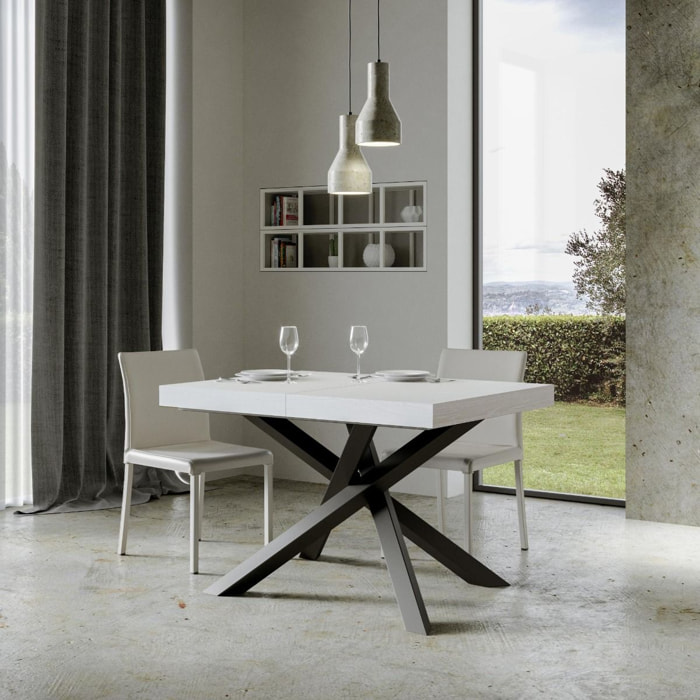 Tavolo allungabile 90x140/400 cm Volantis bianco frassino telaio Antracite