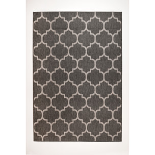 Moa- tapis d'extérieur anthracite à motif blanc