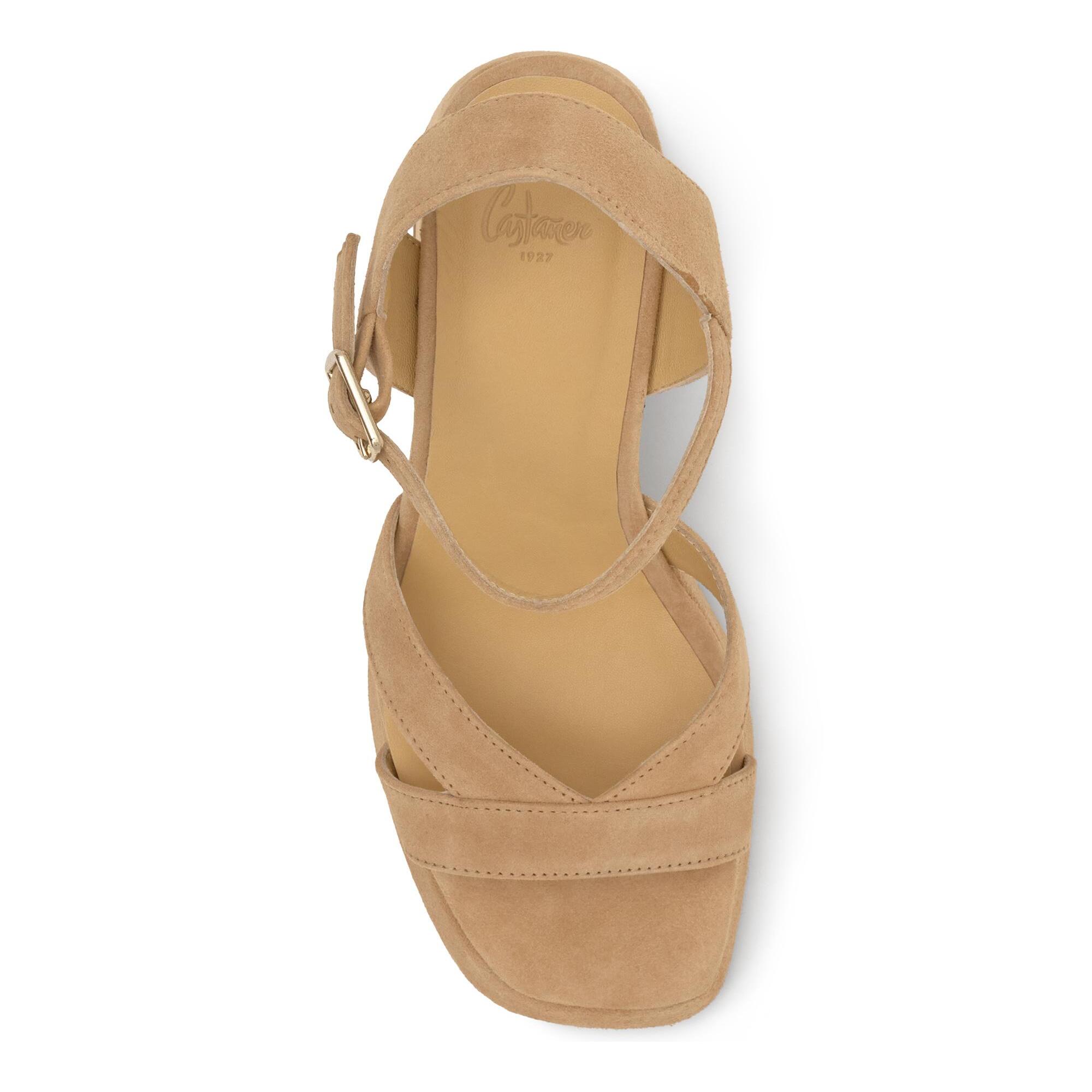 Sandalias de tacón de mujer Vero en ante con cierre de hebilla