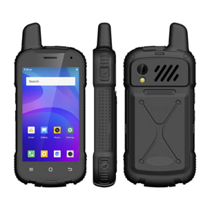 DAM Smartphone  Rugerizado F100 4G, Android 10, 2GB RAM + 16GB. Pantalla 4''. 8mpx + 5mpx. GPS. Con Zello Walkie Talkie. Altavoz 2W. Antena amplificadora. 7x2,1x13,5 Cm. Color: Negro