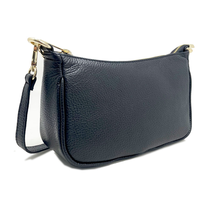 Chicca Borse - Tracollina Clutch Donna in Vera Pelle - Colore Nero