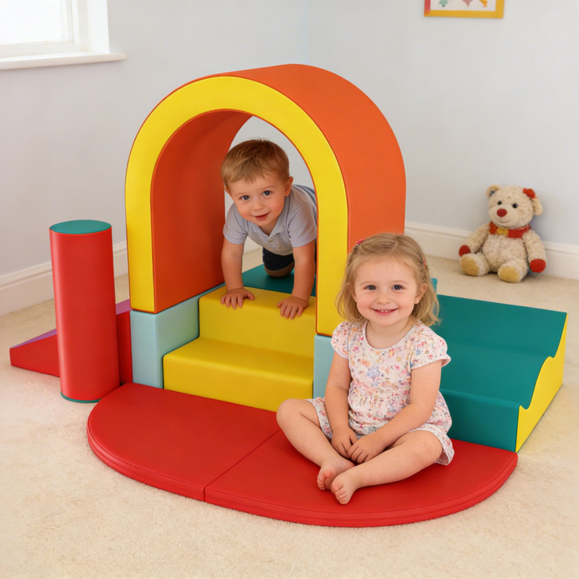 Parcours motricité bébé 10 pièces mousse EPE housse synthétique multicolore