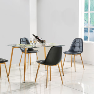 Table En Verre Pieds Metal Effet Bois 75x115cm