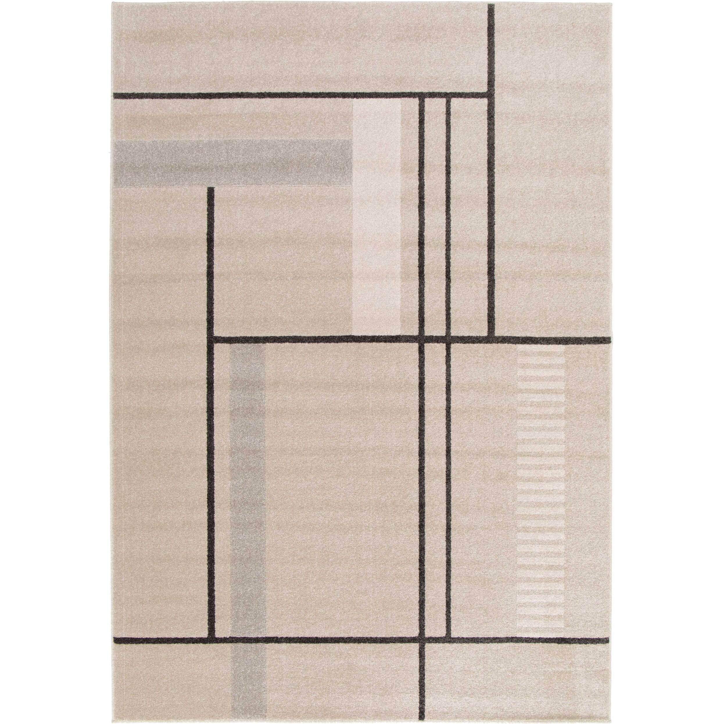 DOMUS Alfombra pelo corto diseÃ±o geomÃ©trico en beige, varias medidas disponibles.
