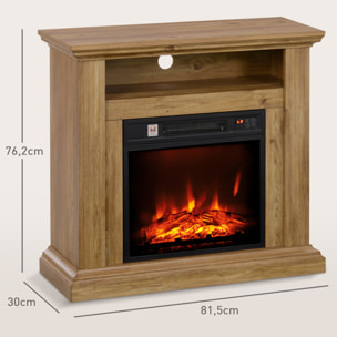 Cheminée électrique style montagnard aspect bois - niche, télécommande, timer - max. 1800W