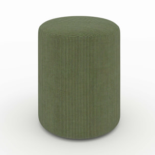 Pouf Lily rond en velours côtelé vert