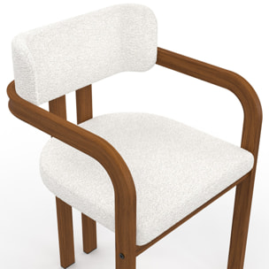 Chaises Elsa avec accoudoirs bouclette pieds effet noyer - lot de 4