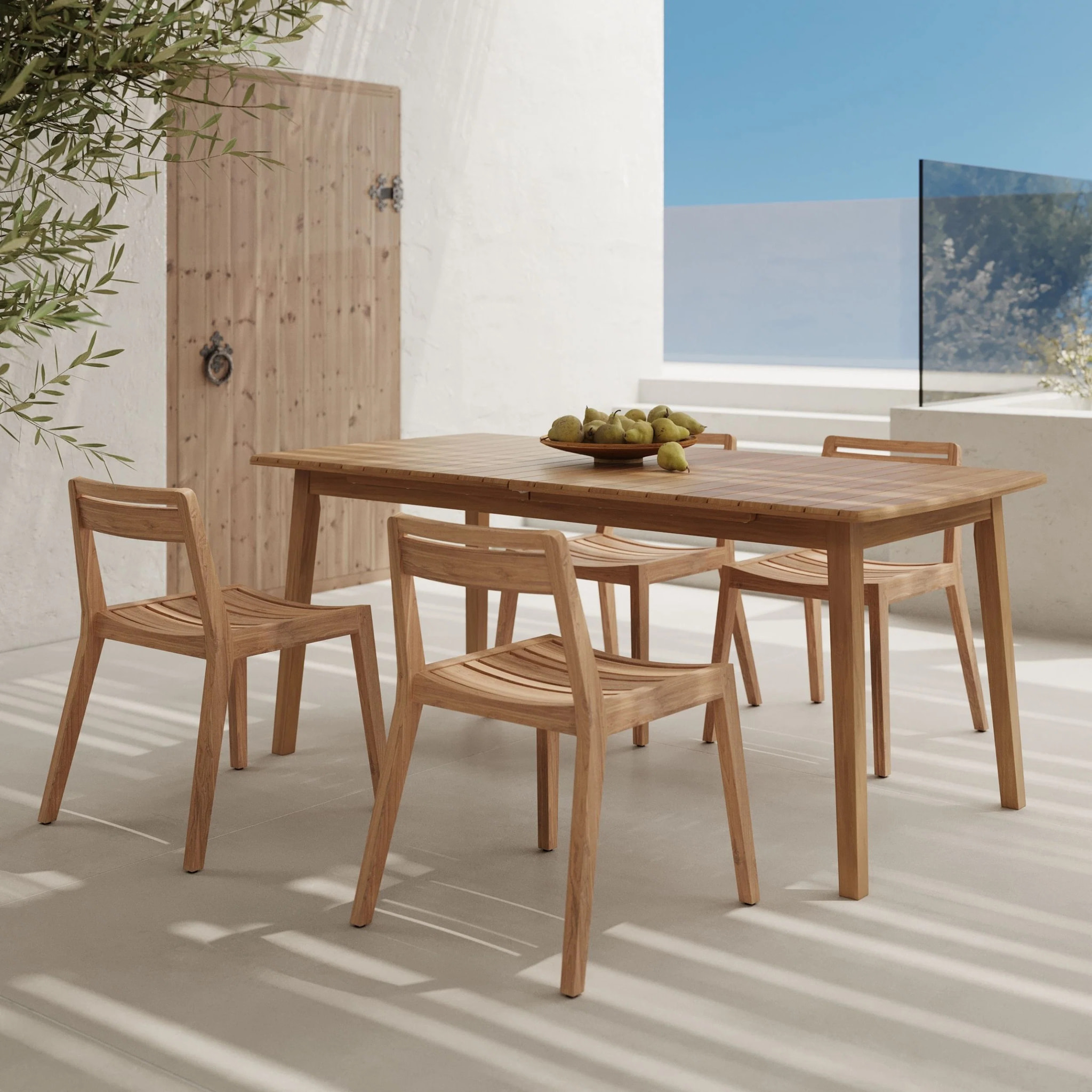 Table extensible en bois d'acacia huilé 6 à 10 personnes - Alona