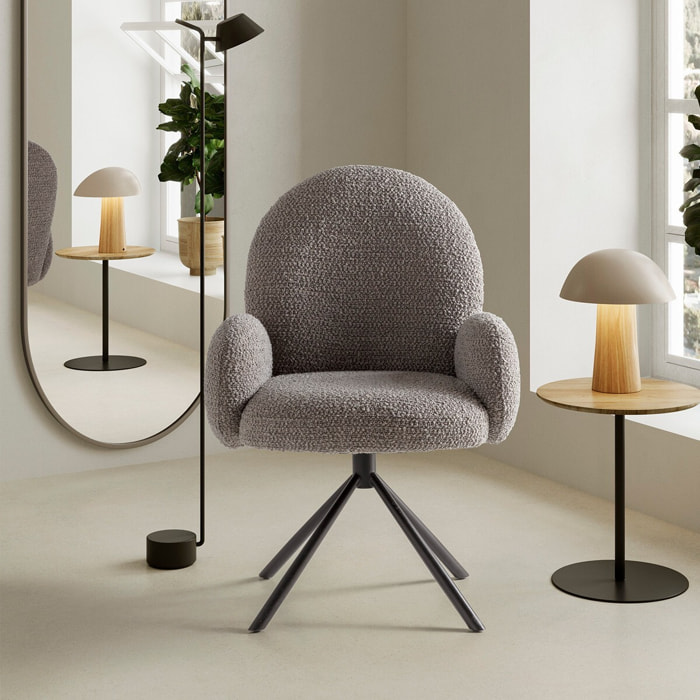 Fauteuil pivotant en tissu bouclé - OPALINE