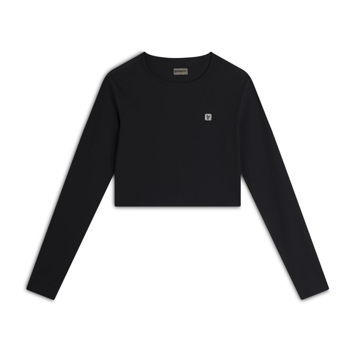 Maglia corta con maniche lunghe tessuto tecnico costine