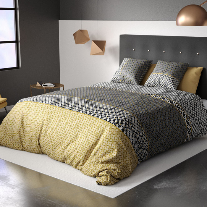 Parure Housse De Couette 3pcs avec Taies oreiller 100% coton 57fils Beho