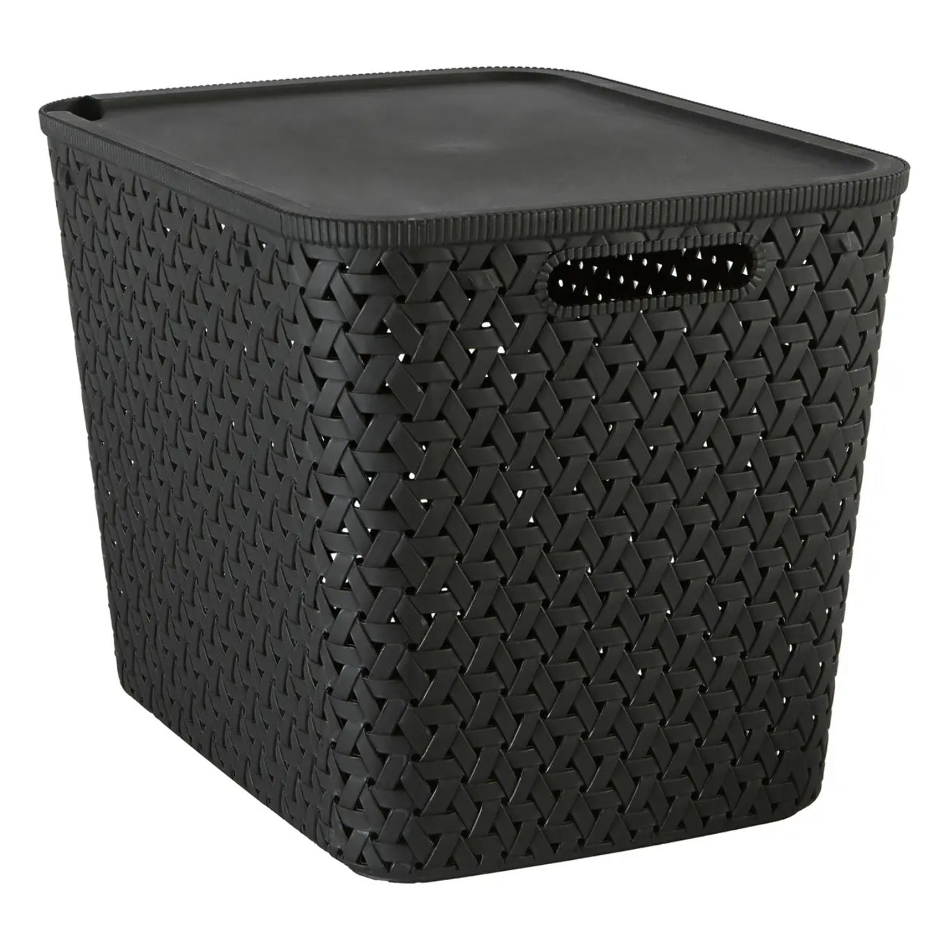 Panier "Tressy" en plastique noir 28L