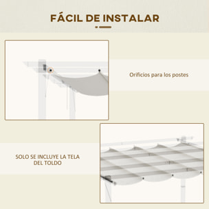 Cubierta para Pérgola Retráctil 3,5x2,5m Toldo con 10 Orificios de Drenaje Crema