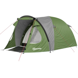 Tente de camping 2-4 personnes - tente dôme familiale imperméable - sac de transport inclus vert