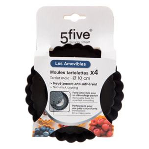 4 moules perforés à tartelettes 10cm